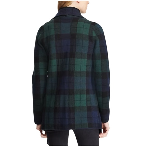 Lauren Ralph Lauren Wool Plaid Shawl Sweater - Picture 2 of 10